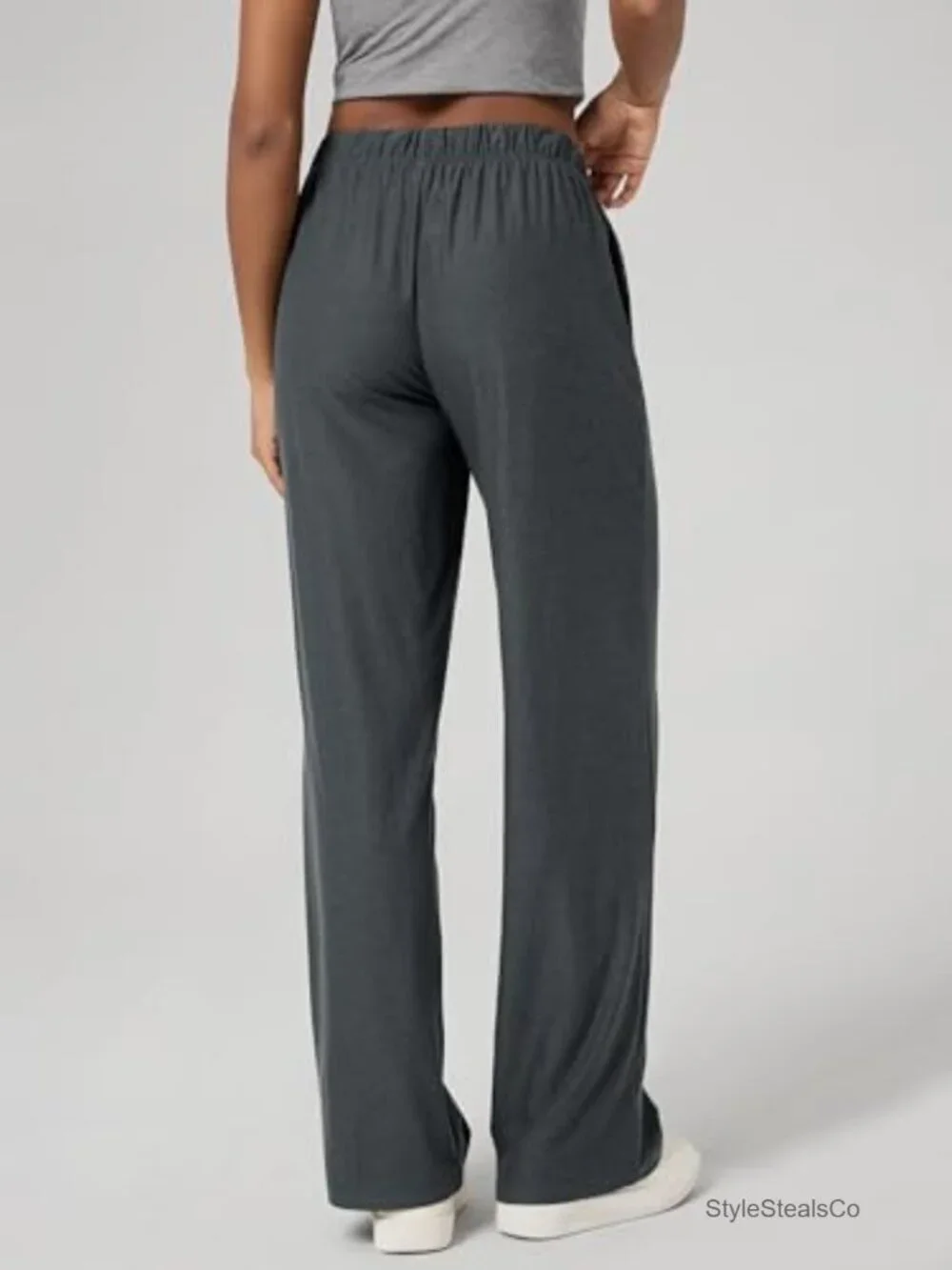 Women's Straight Leg Pajama Lounge Pants with Pockets, High Rise, Drawstring